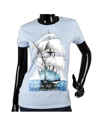 Koszulka damska "Nie bój się wypłyń na głębię" - kolor błękitny, rozmiar XL