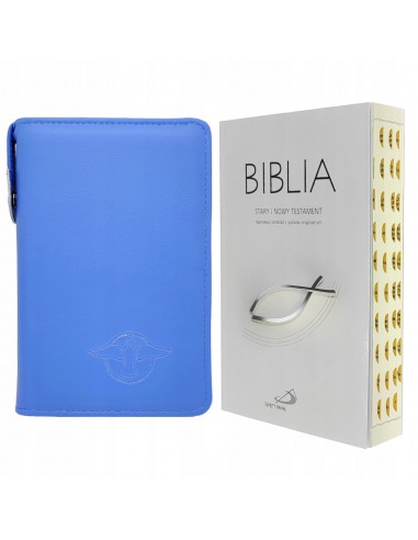 Biblia z rybką szara paginowana + Niebieskie etui