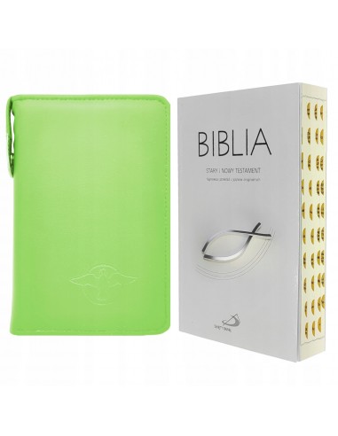 Biblia z rybką szara paginowana + Pistacjowe etui