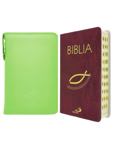 Biblia z rybką Balacron paginowana + Pistacjowe etui