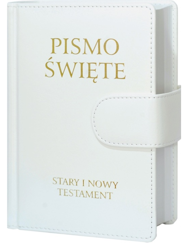 Pismo Święte - ST i NT duże z zapinką - białe (Św.Wojciech)