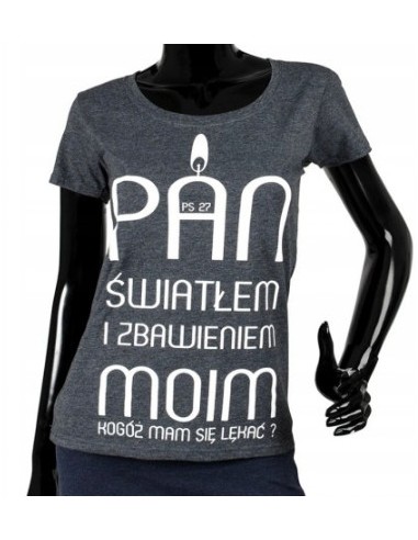 Koszulka damska "Pan światłem i zbawieniem moim" - ciemnoszara, rozmiar XL