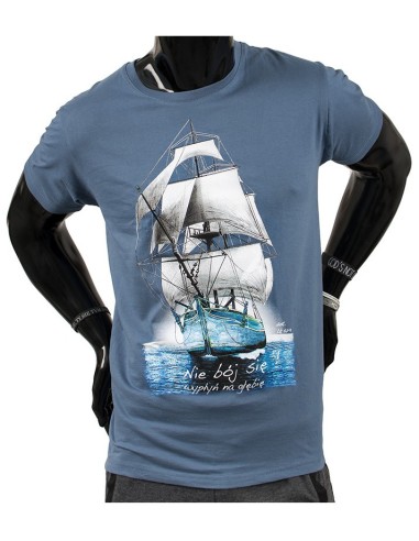 Koszulka męska "Nie bój się wypłyń na głębię" - kolor stalowy, rozmiar XXL