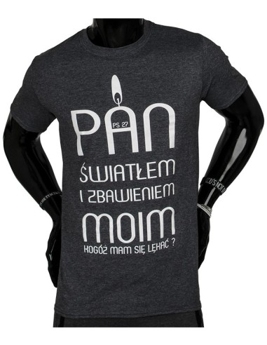 Koszulka męska "Pan światłem i zbawieniem moim" - ciemnoszara, rozmiar XL