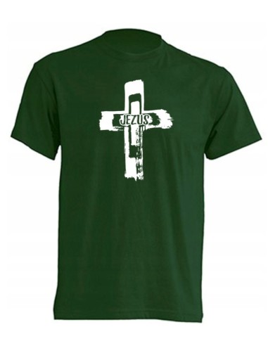 Koszulka zielona - Krzyż- Jezus rozm. XS