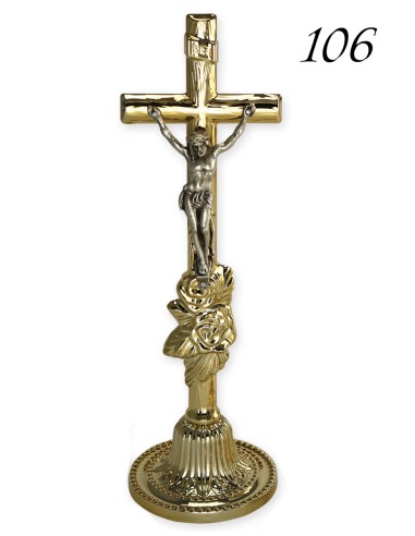 Krzyż stojący 106 (27) - róża ciężka złoto 22 cm