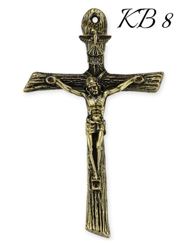 Krzyż na szyję z rzemykiem. Pamiątka Bierzmowania - KB08 - imitacja drewna duży