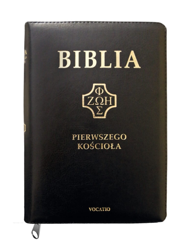 Biblia Pierwszego Kościoła okładka PU czarna z paginatorami i suwakiem