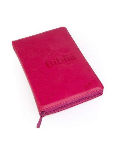 Biblia dla kobiet malinowa z zamkiem złocona z paginatorami