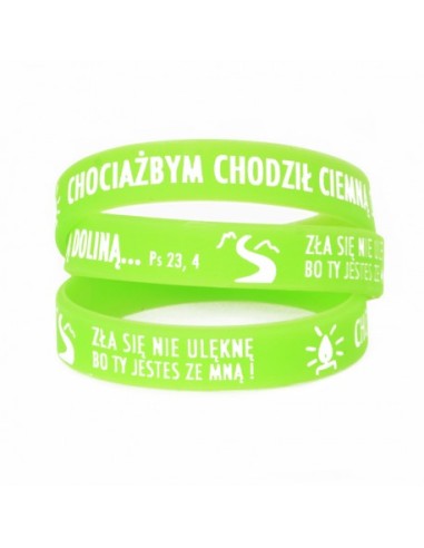 Opaska silikonowa świecąca "Chociażbym chodził ciemną doliną" - zielona 202 mm