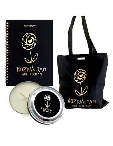 Pakiet Rozkwitam - Zeszyt + Torba + Świeca Zapachowa