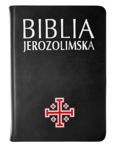 Biblia Jerozolimska - skóra krzyż jerozolimski zamek paginowana
