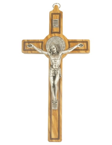 Krzyż św. Benedykta - drzewo oliwne 19 cm
