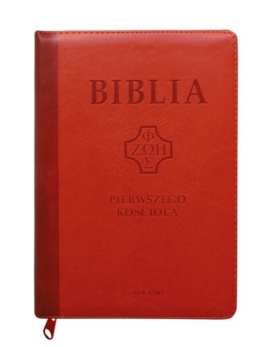 Biblia Pierwszego Kościoła okładka PU ceglasta z paginatorami i suwakiem